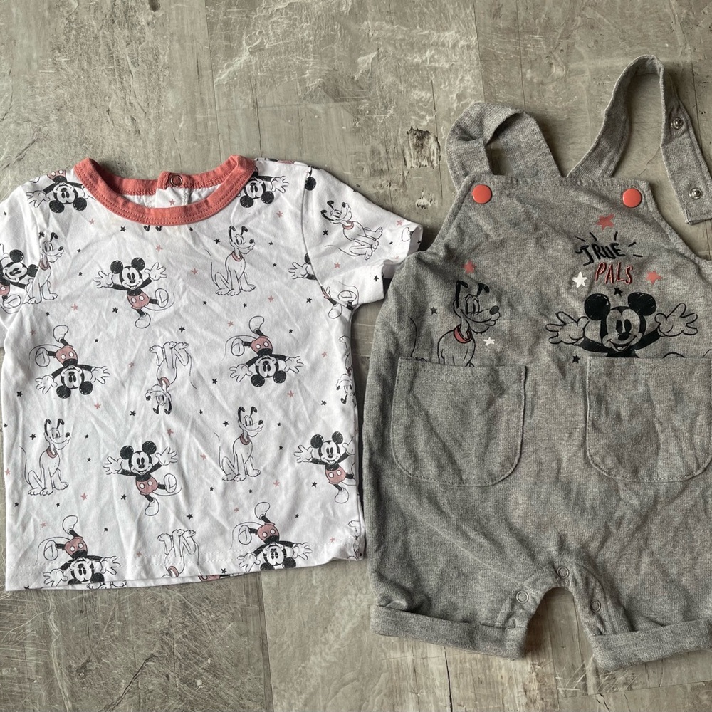 Disney Gray Overalls with White Character Tee